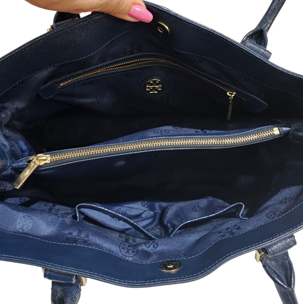 Tory Burch Navy Blue Tote Bag - Picture 9 of 16